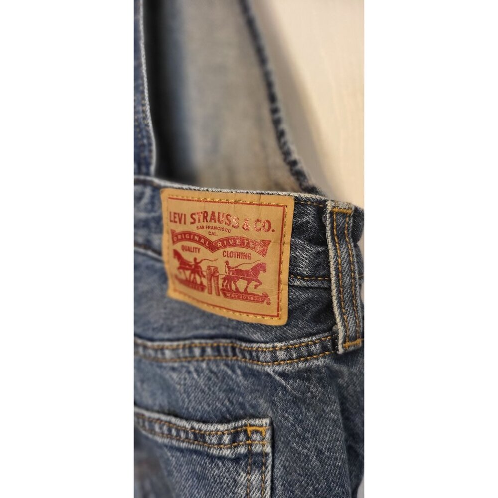 Levi's Vintage-Style Cotton Denim Overalls Medium Relaxed Distressed Utility - Picture 8 of 9